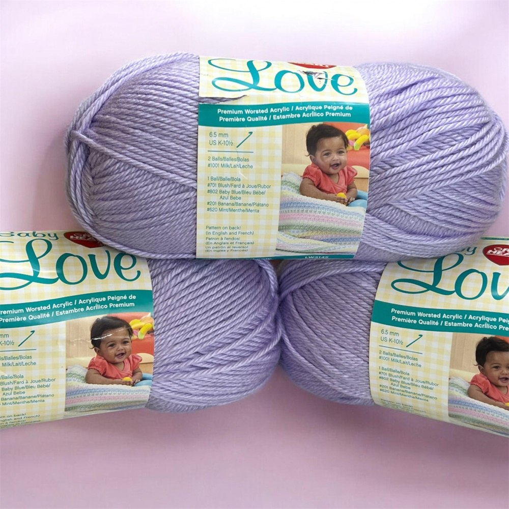 Red Heart Baby Love Lilac Purple yarn 768yds 3 skeins